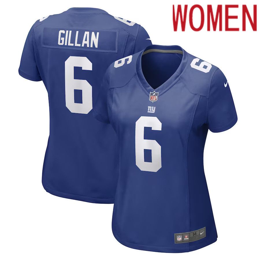 Women New York Giants #6 Jamie Gillan Nike Royal Game Player NFL Jersey